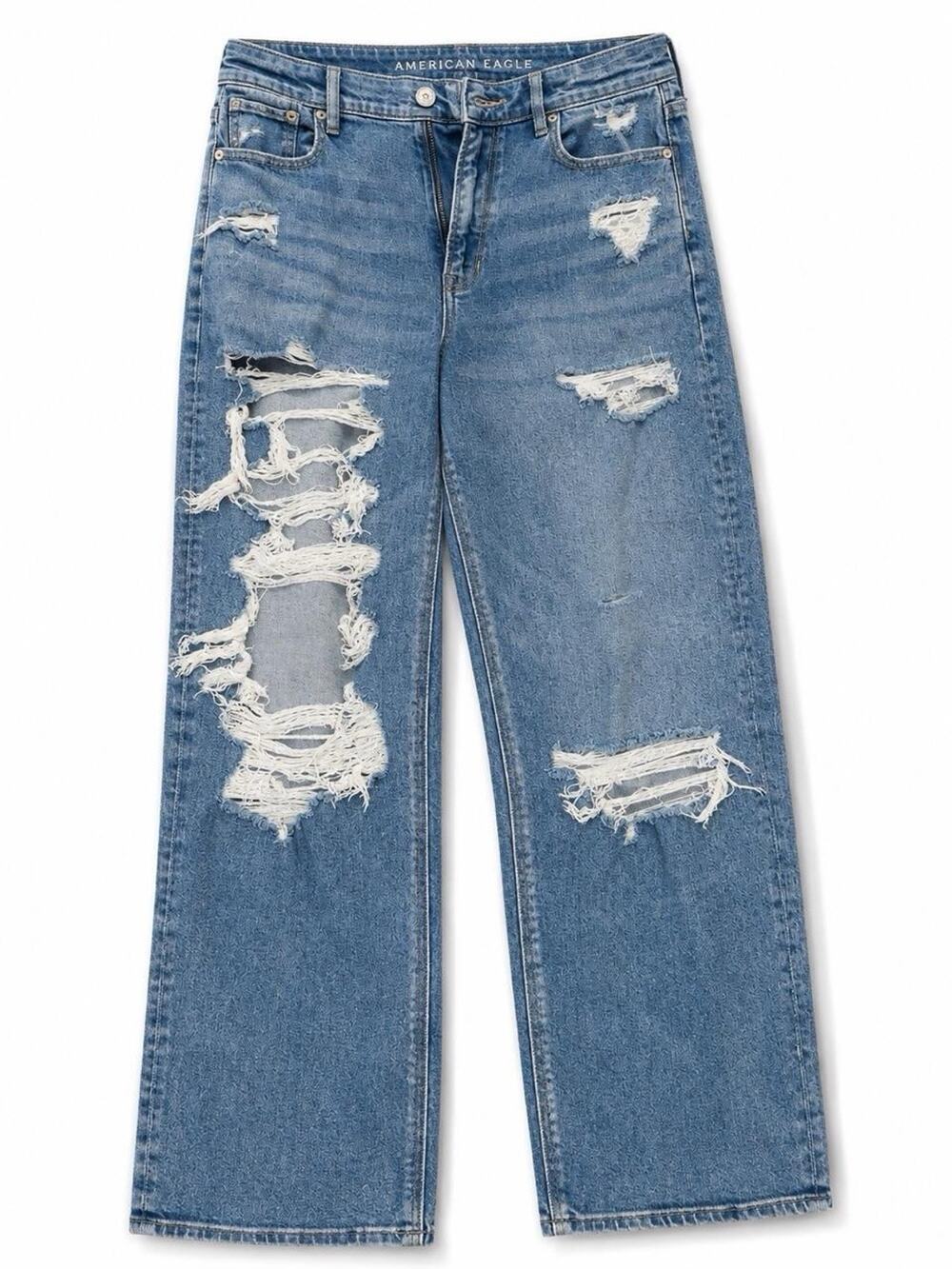American Eagle Women’s Jeans Size 10 Regular Distressed Ripped Light Wash Stretc